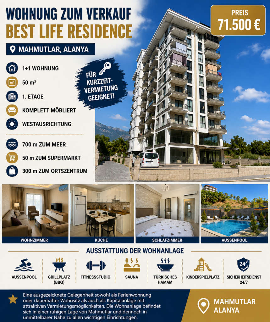 Wohnung kaufen in Mahmutlar, Alanya – Nur 700 m zum Strand